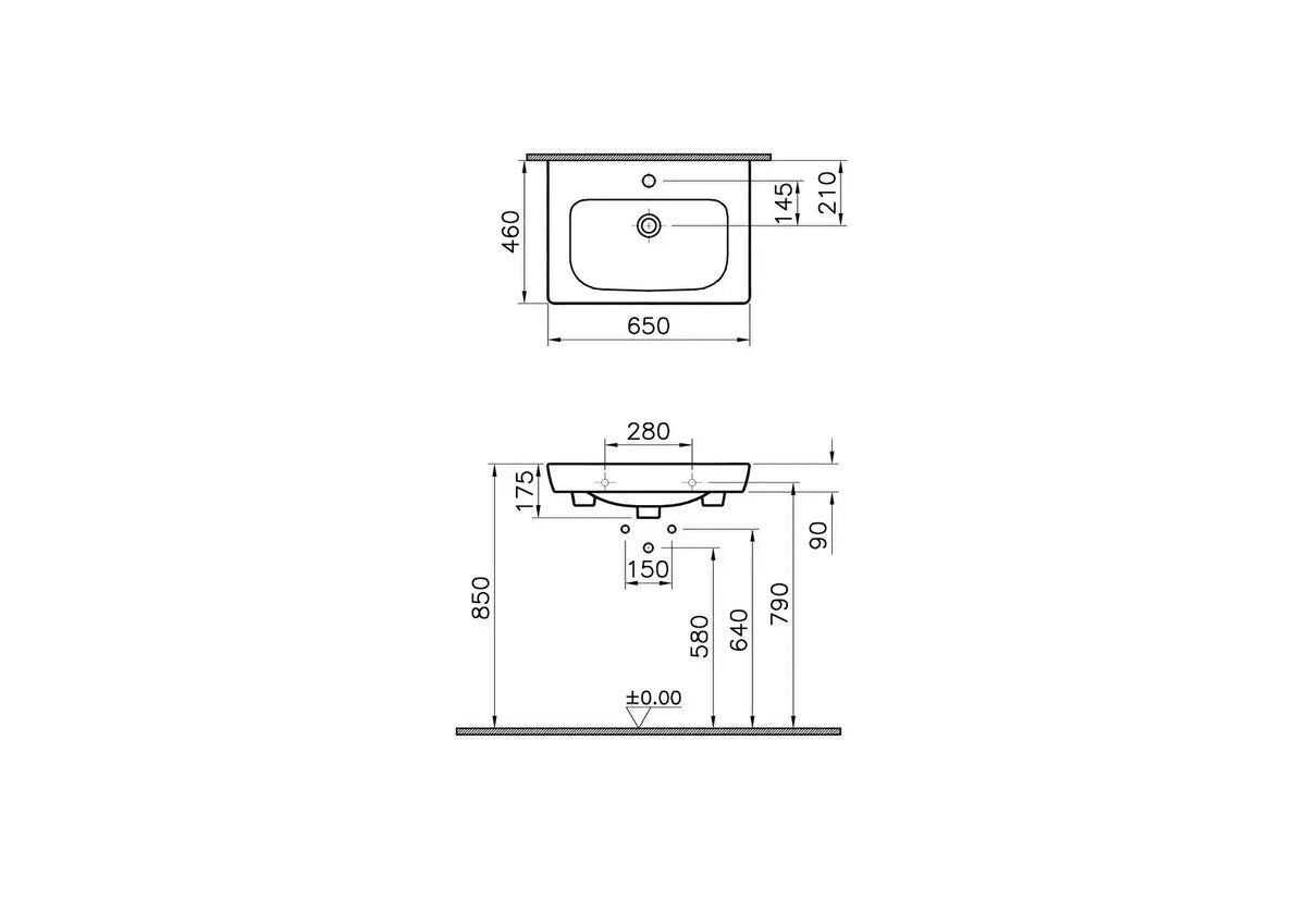 S20 Wastafel, 65 cm, wit