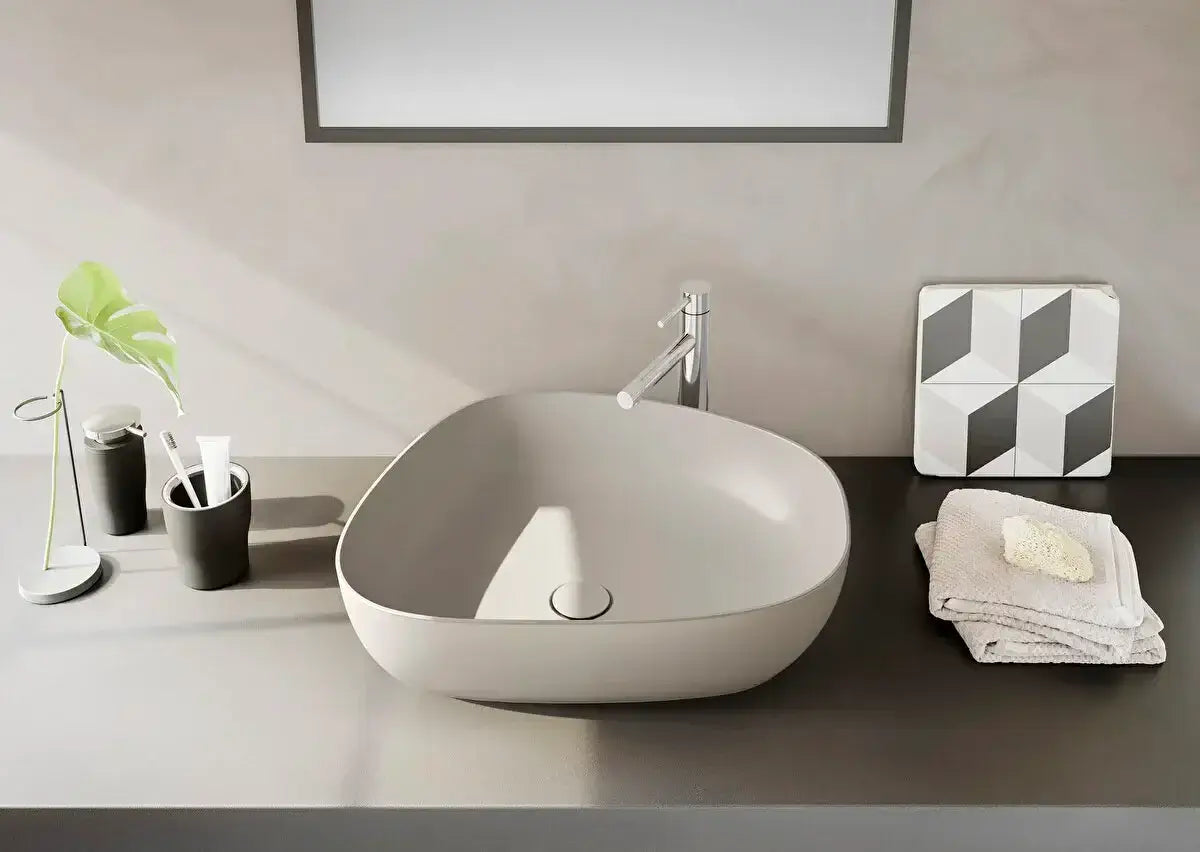 Outline Pebble Bowl wastafel, 55 cm, mat beige