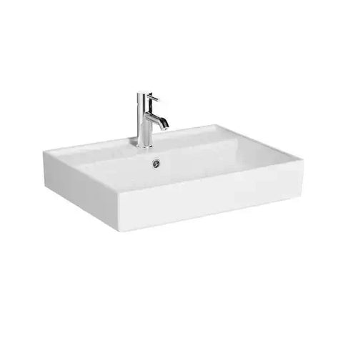 Compact Wastafel, 60cm, met kraangat, met overloopgat