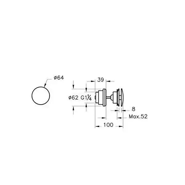 Waste set universal , (push-Open), Copper