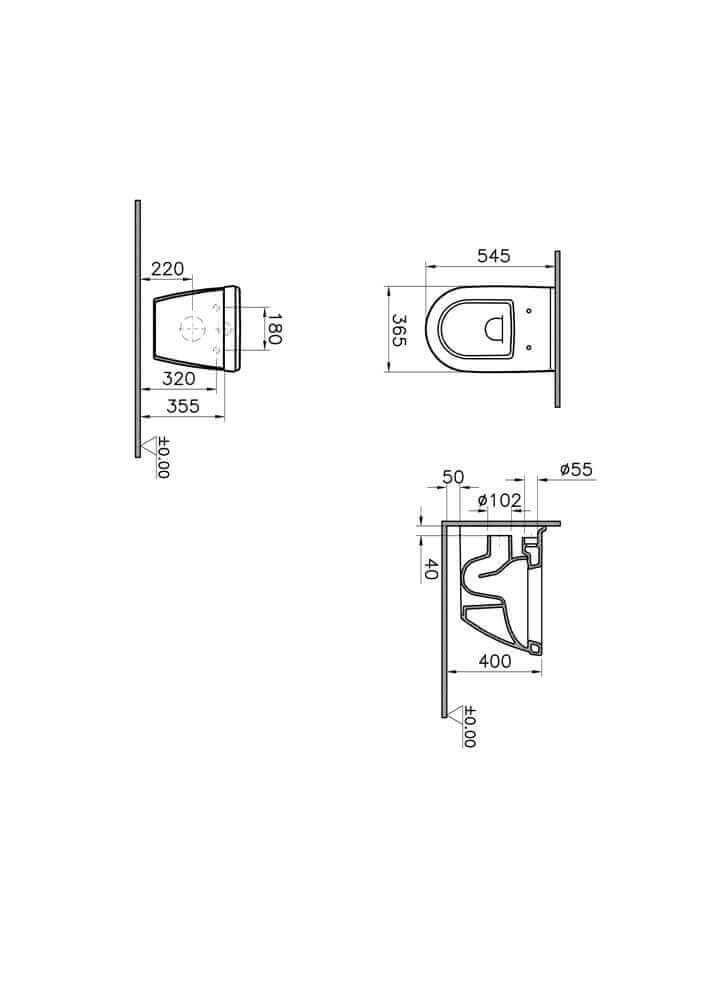 S50 Wall-Hung WC, 54 cm, white