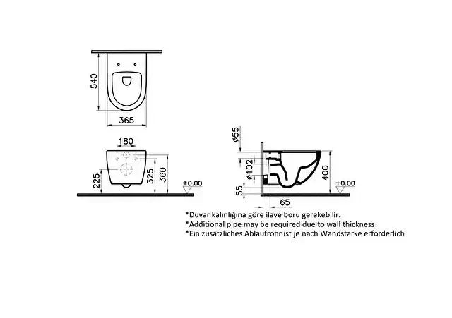 Sento Rim-ex hangtoilet, 54 cm, Wit
