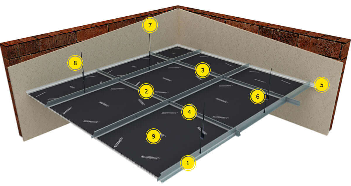 Verlaagd plafond CLIP IN 30X30 ALM. 9016